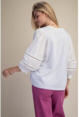 Nancy 3/4 Sleeve Top Heather Grey