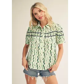 Heidi Floral Top Navy