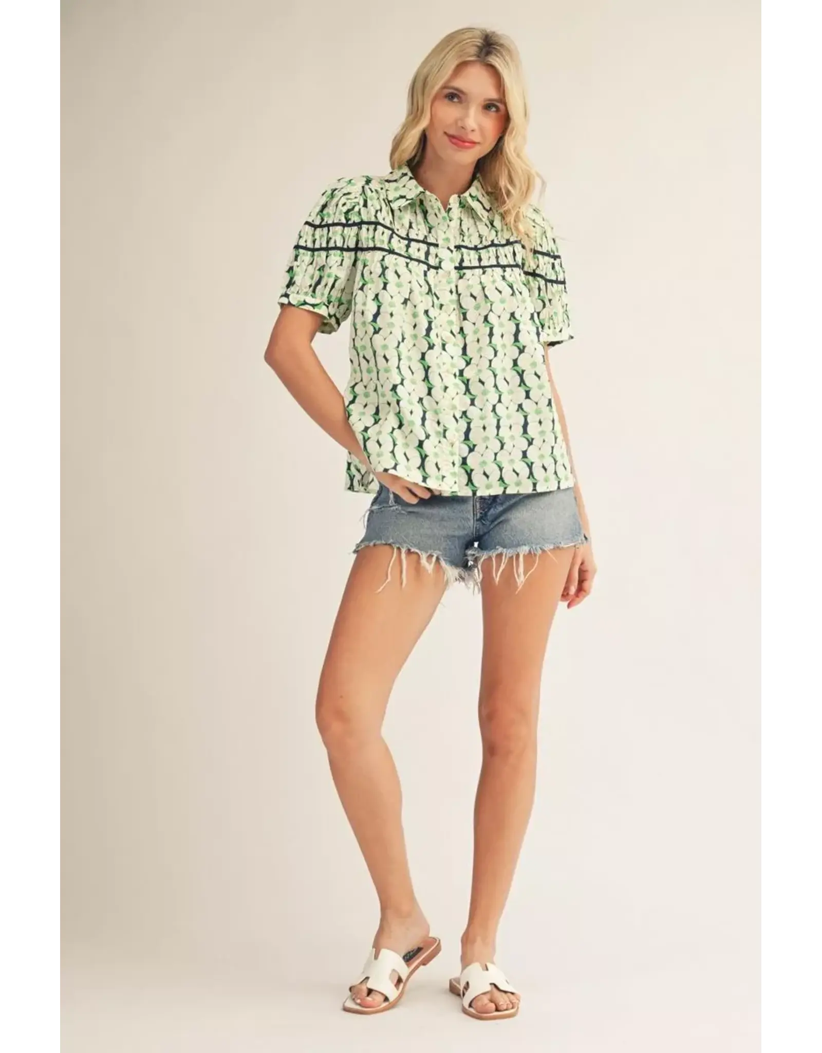 Heidi Floral Top Navy