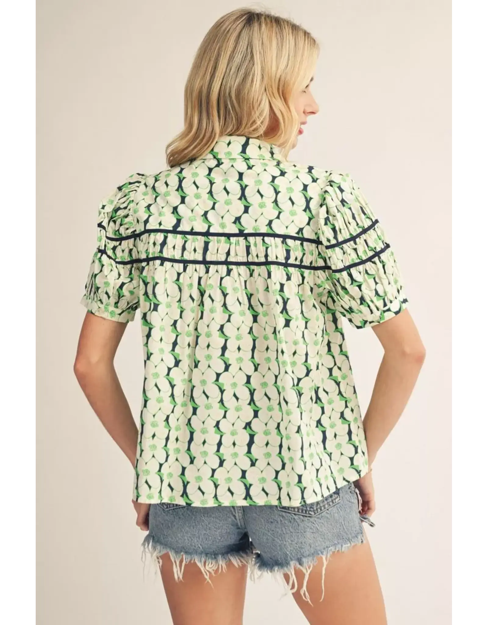 Heidi Floral Top Navy