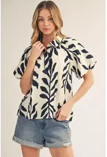 Geena Leaf Print Blouse