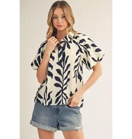 Geena Leaf Print Blouse