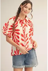 Geena Leaf Print Blouse