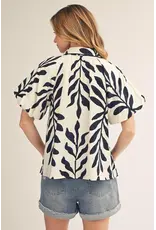 Geena Leaf Print Blouse