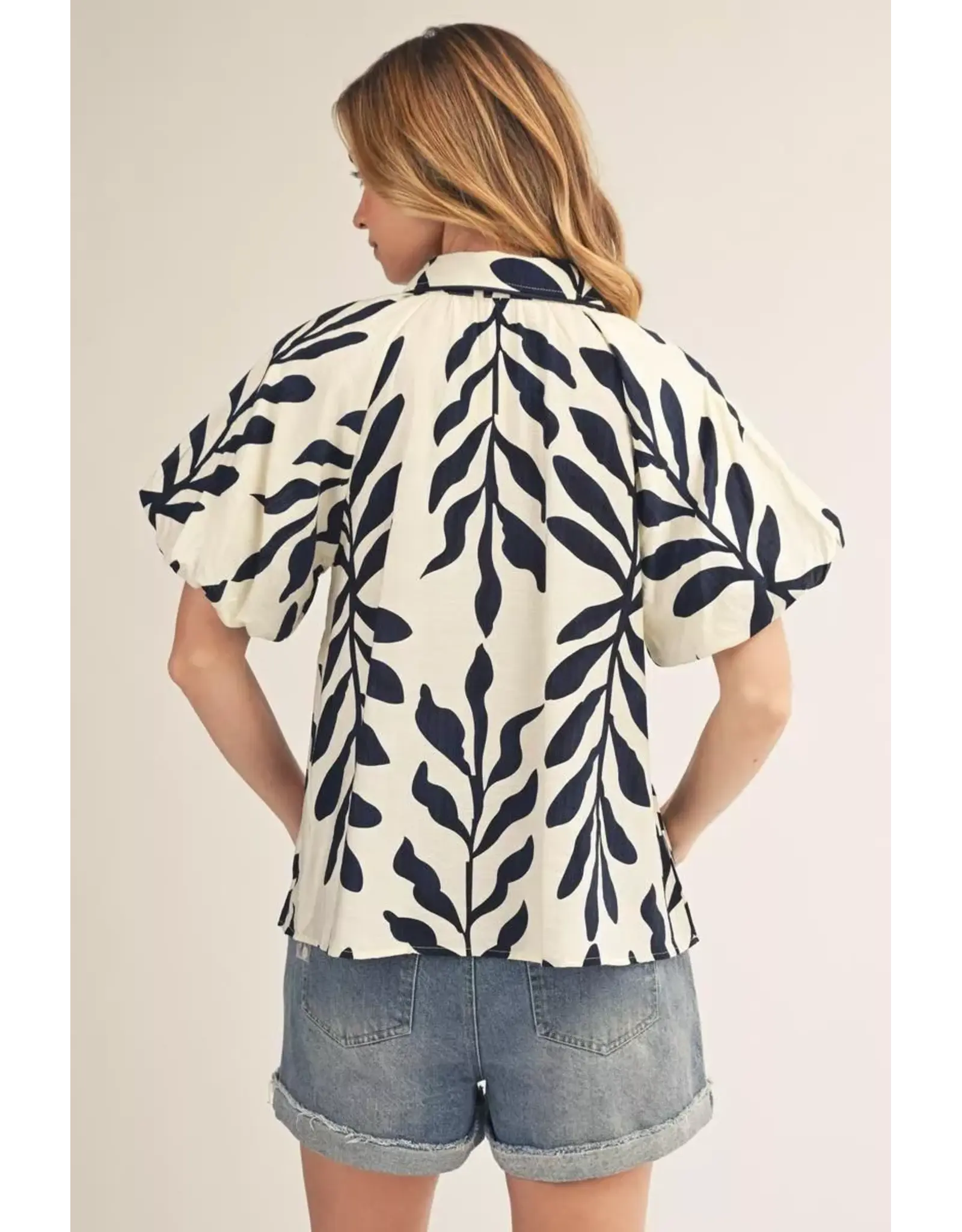 Geena Leaf Print Blouse