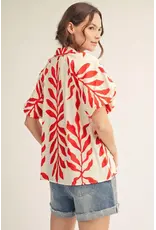 Geena Leaf Print Blouse