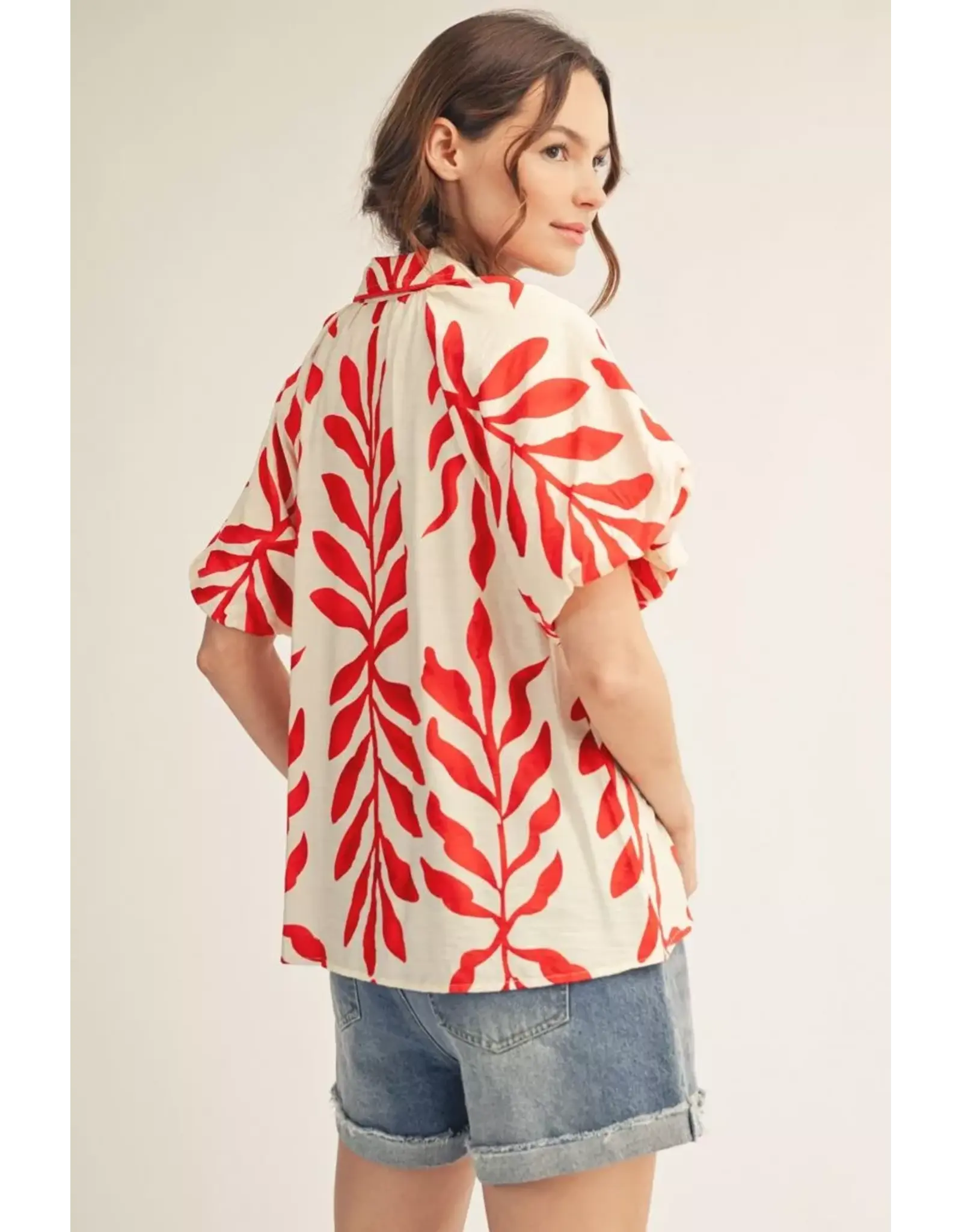 Geena Leaf Print Blouse