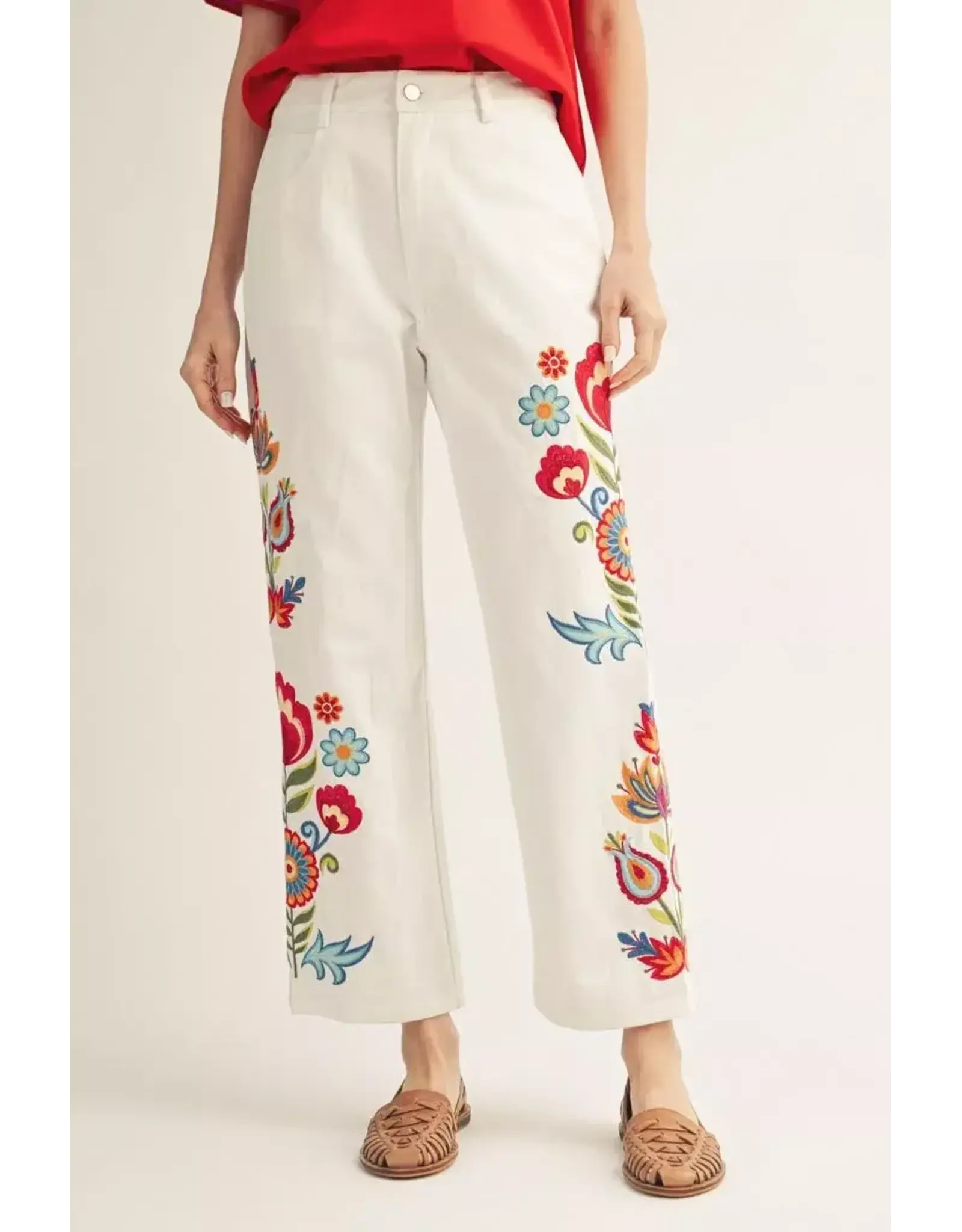 Blanca Embroidered White Jeans