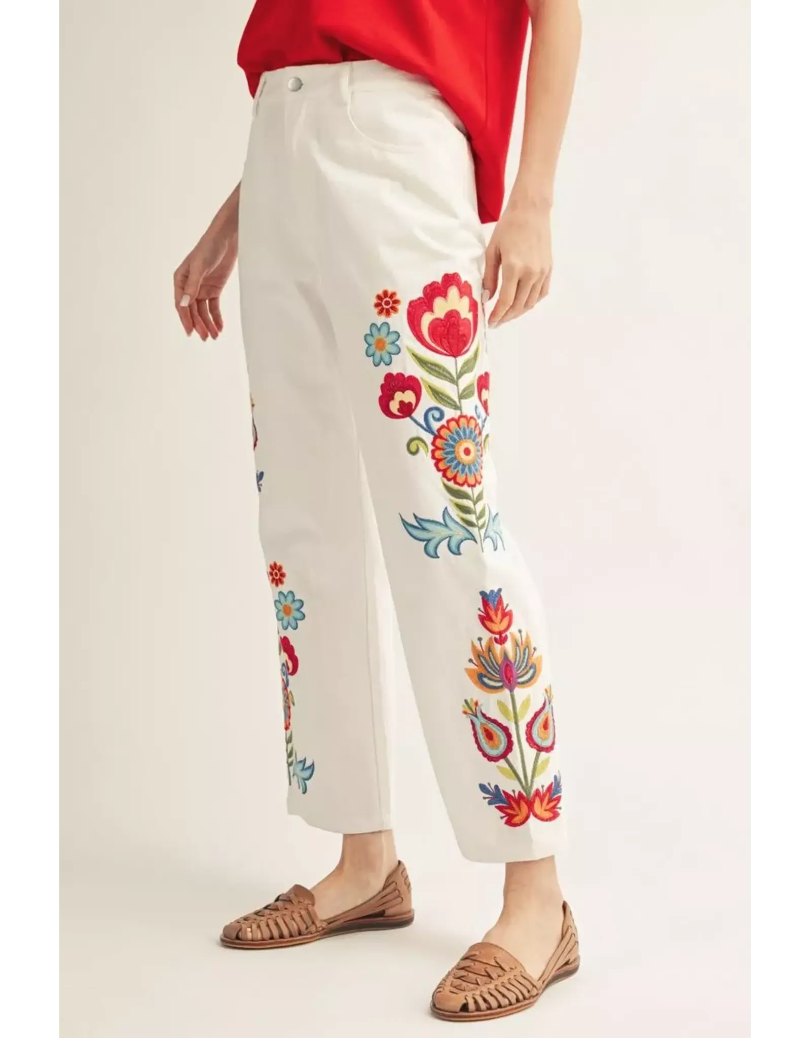 Blanca Embroidered White Jeans