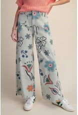 Juno Floral Print Powder Blue Pants