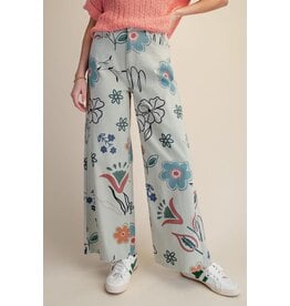 Juno Floral Print Powder Blue Pants