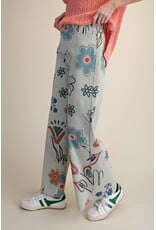 Juno Floral Print Powder Blue Pants