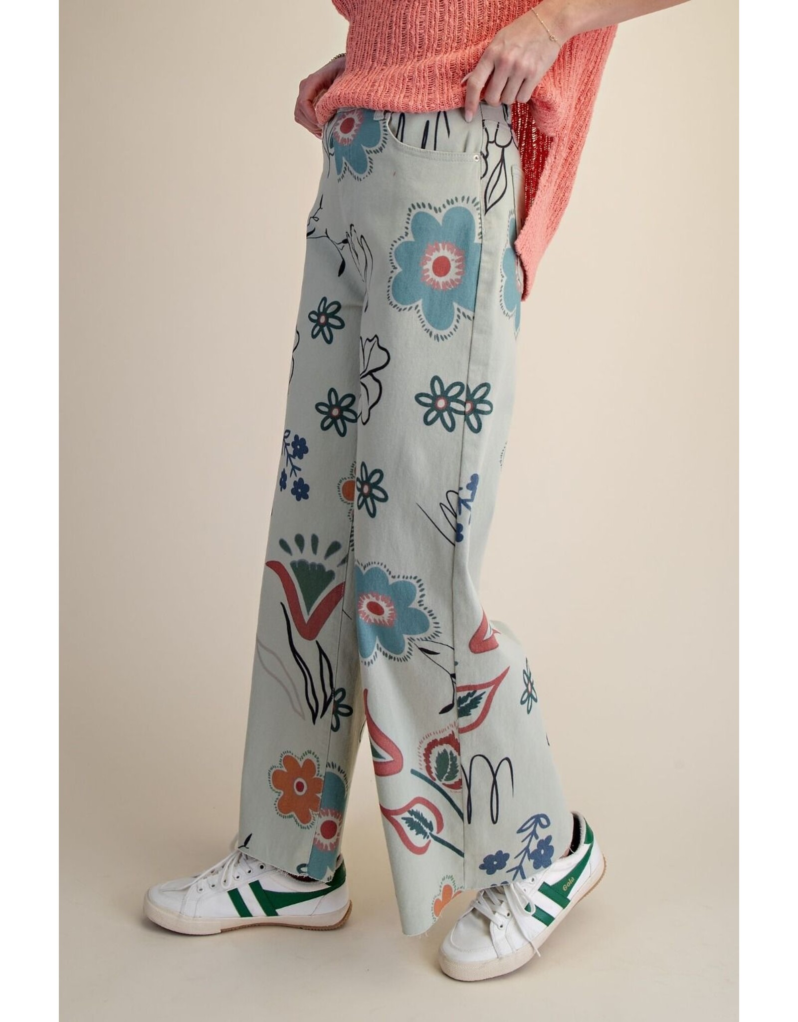 Juno Floral Print Powder Blue Pants
