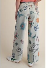 Juno Floral Print Powder Blue Pants