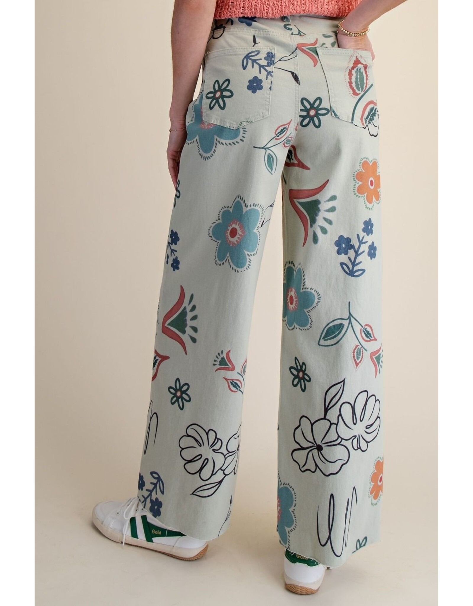 Juno Floral Print Powder Blue Pants