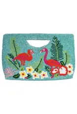 Flamingo Half Moon Beaded Clutch