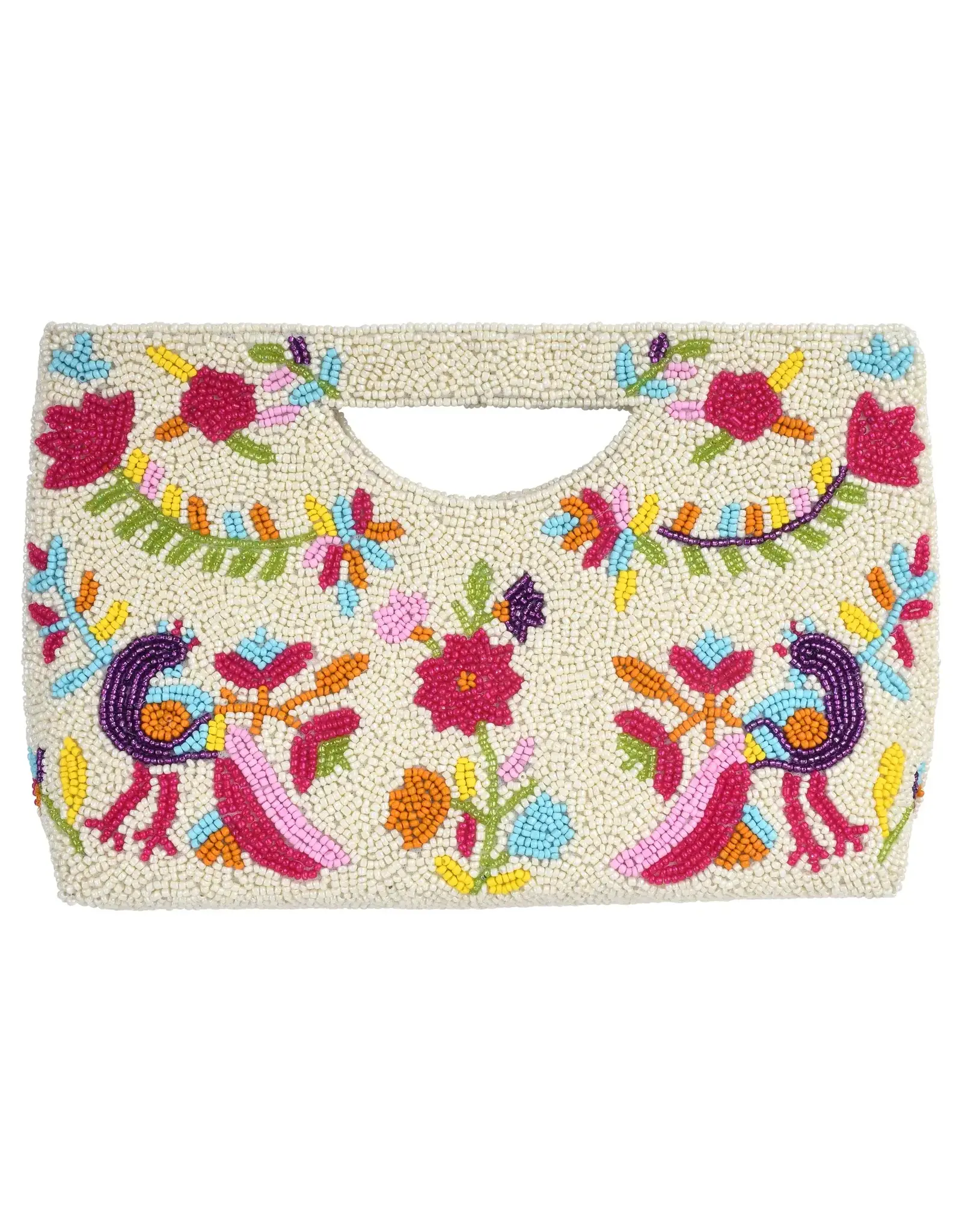 Flora Half Moon Beaded Clutch