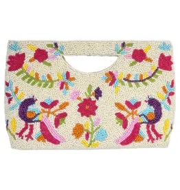 Flora Half Moon Beaded Clutch