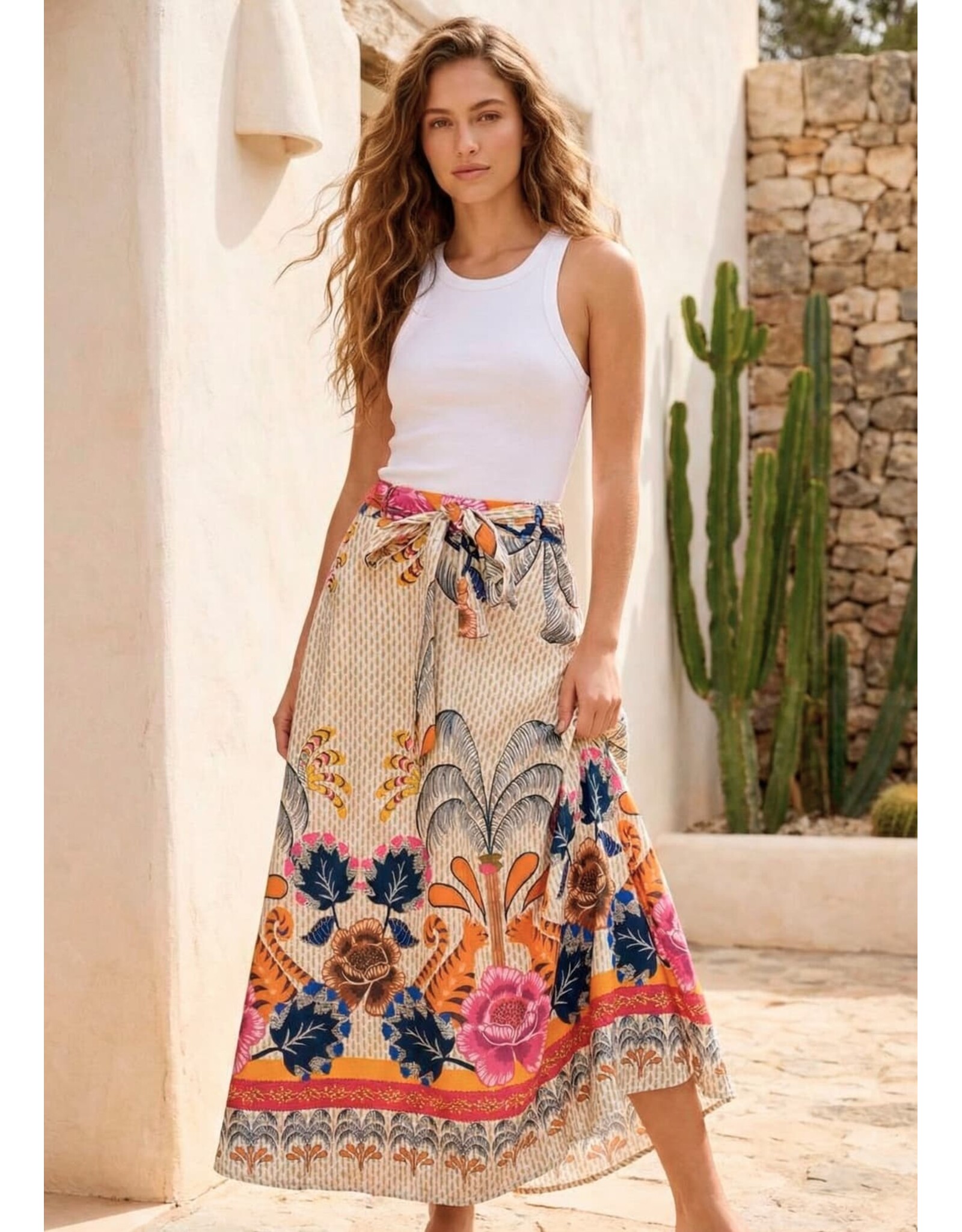 Fiori Printed Cotton Skirt
