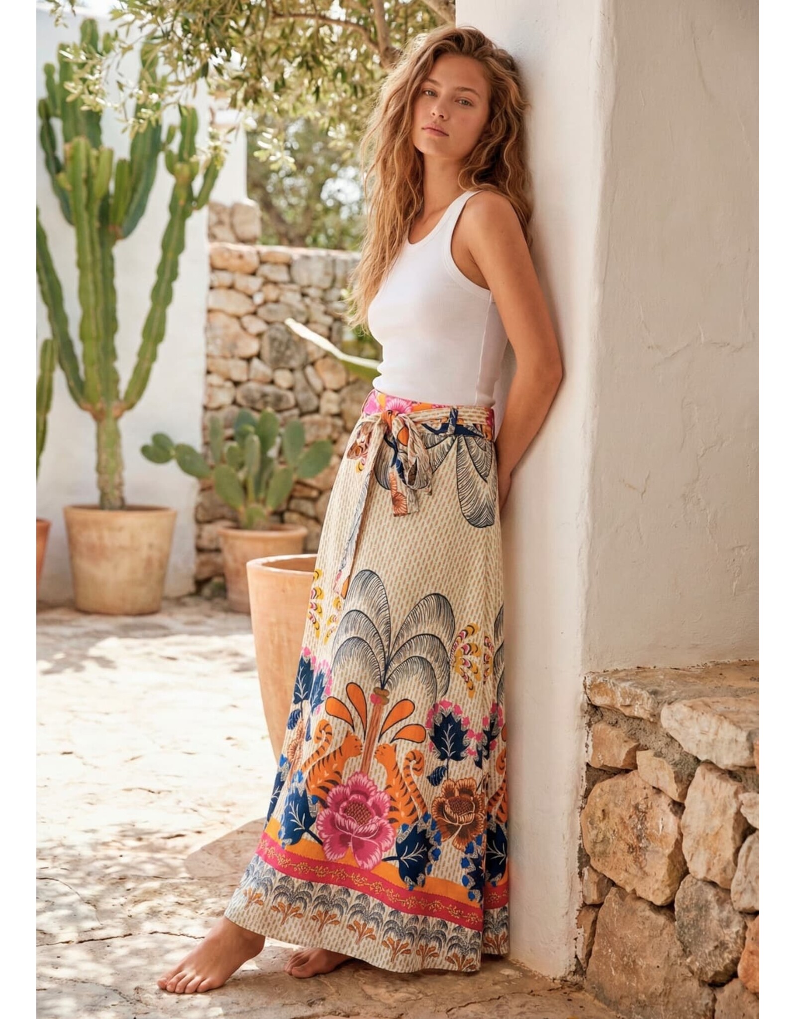 Fiori Printed Cotton Skirt
