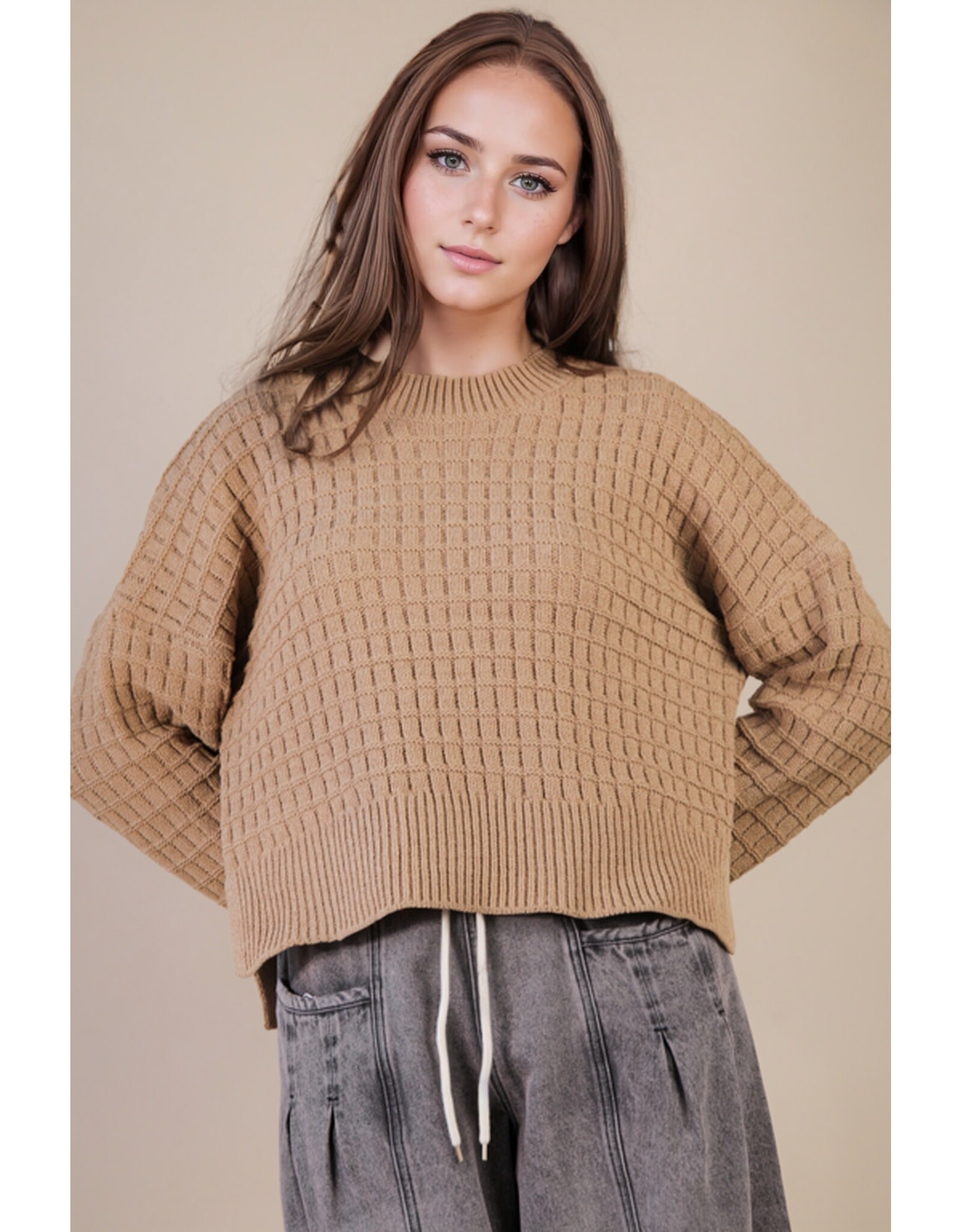 Miranda Oversized Textured Casual Knit Sweater