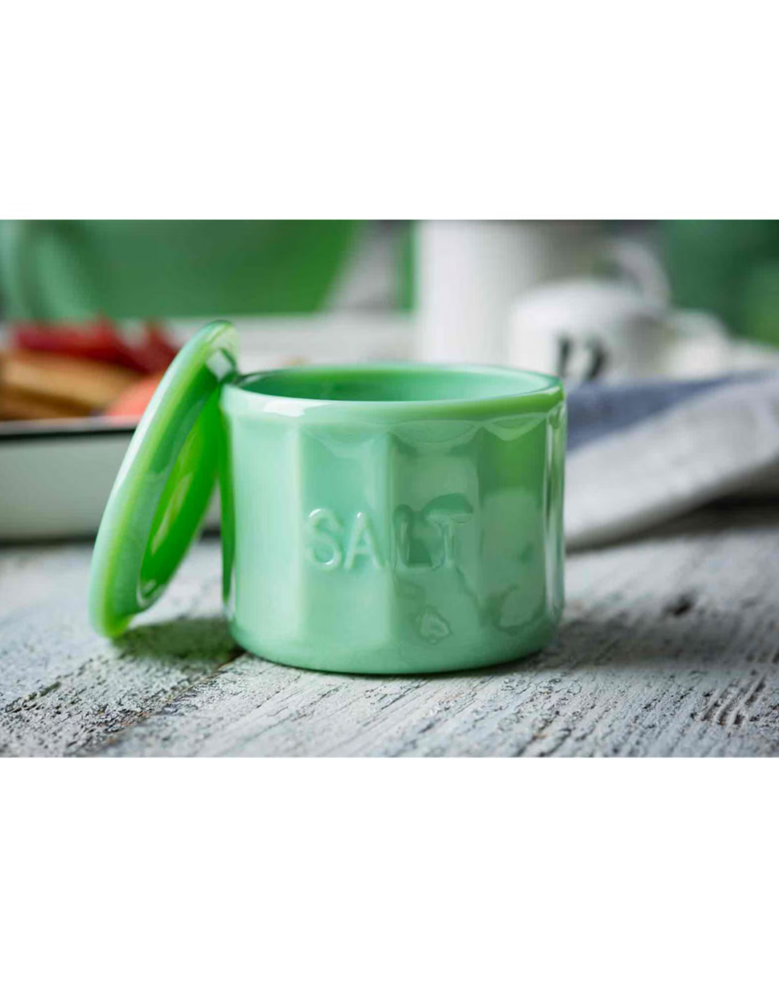 TableCraft Jadeite Glass Collection Salt Cellar With Lid