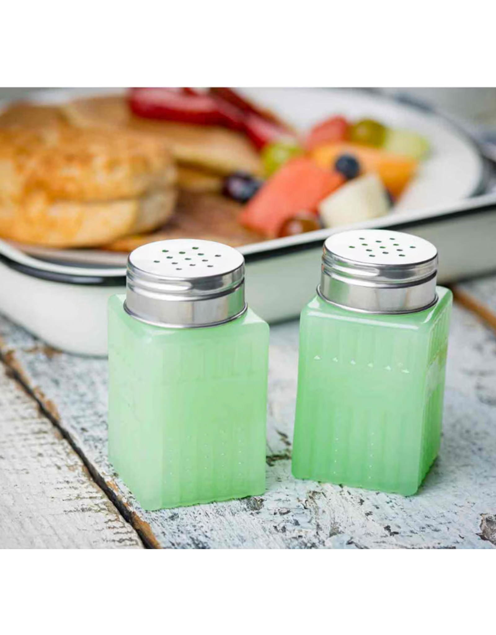 TableCraft Jadeite Glass Collection  Shaker With Metal  Top