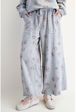 Willie Western Print Washed Terry Pants Grey