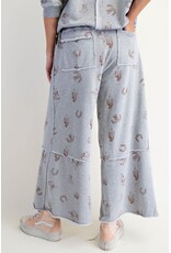Willie Western Print Washed Terry Pants Grey