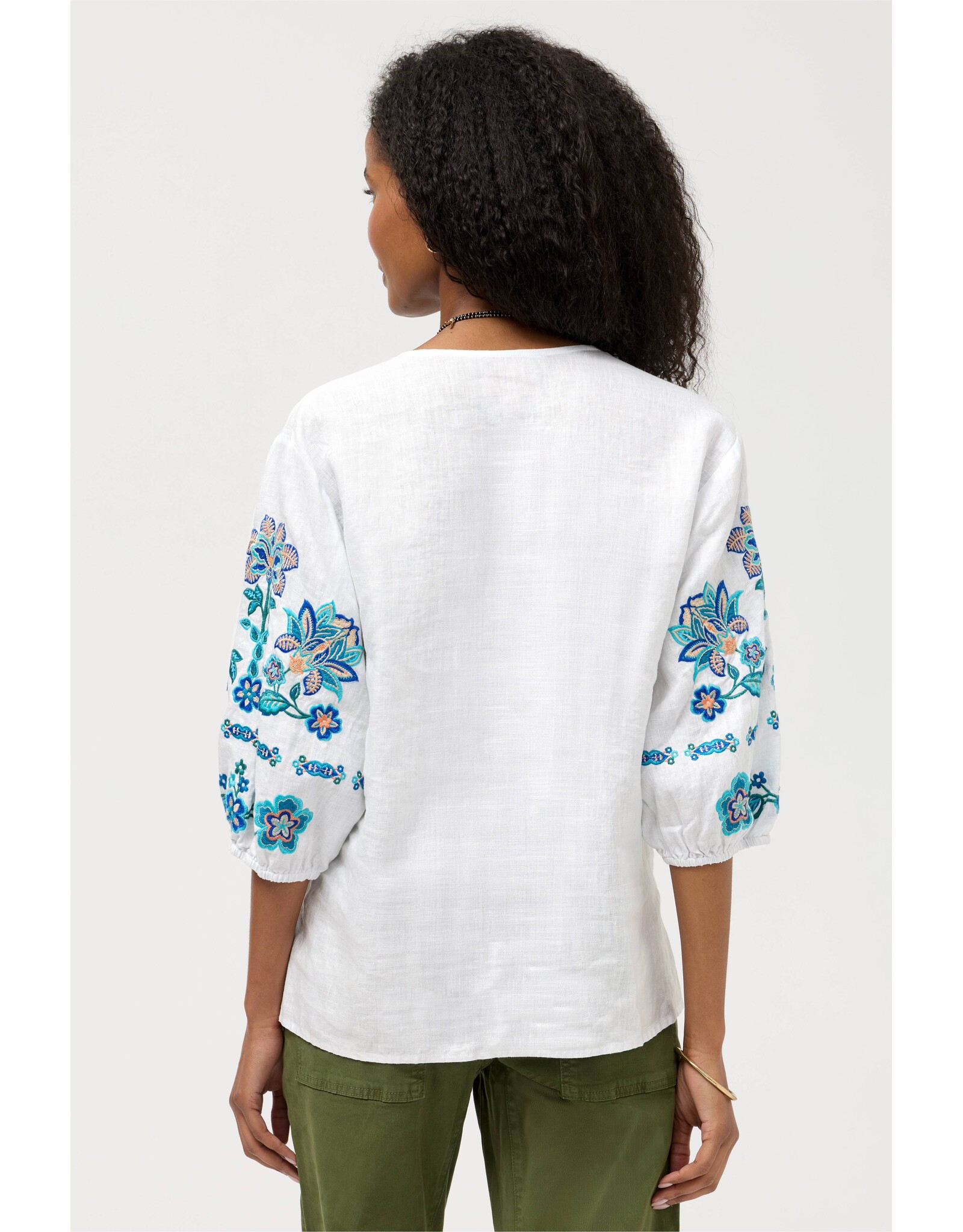 Johnny Was Johnny Was Split Neck Linen Blouse - Boheme
