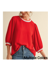 Meagan 3/4 Peasant Sleeve Top
