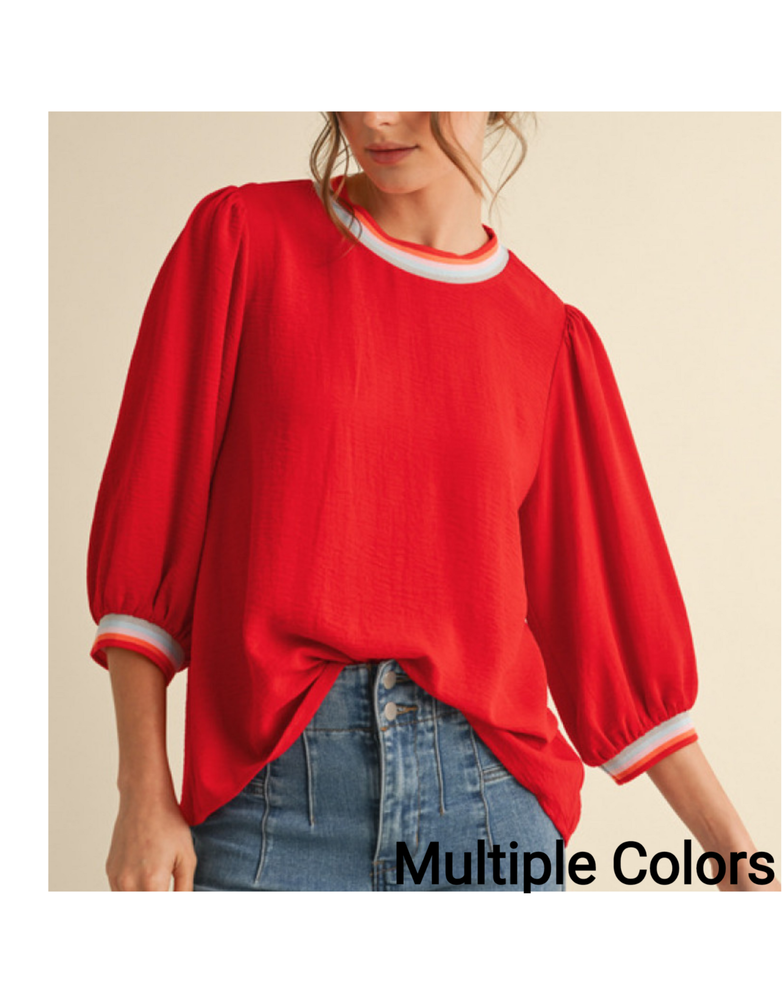 Meagan 3/4 Peasant Sleeve Top