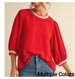Meagan 3/4 Peasant Sleeve Top