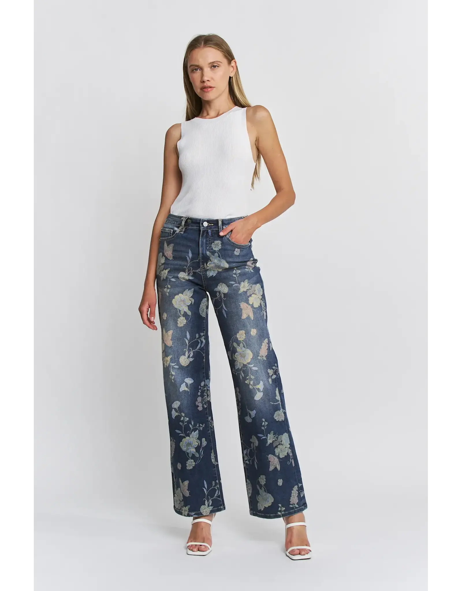 Meredith High Rise Wide Leg Floral Jean