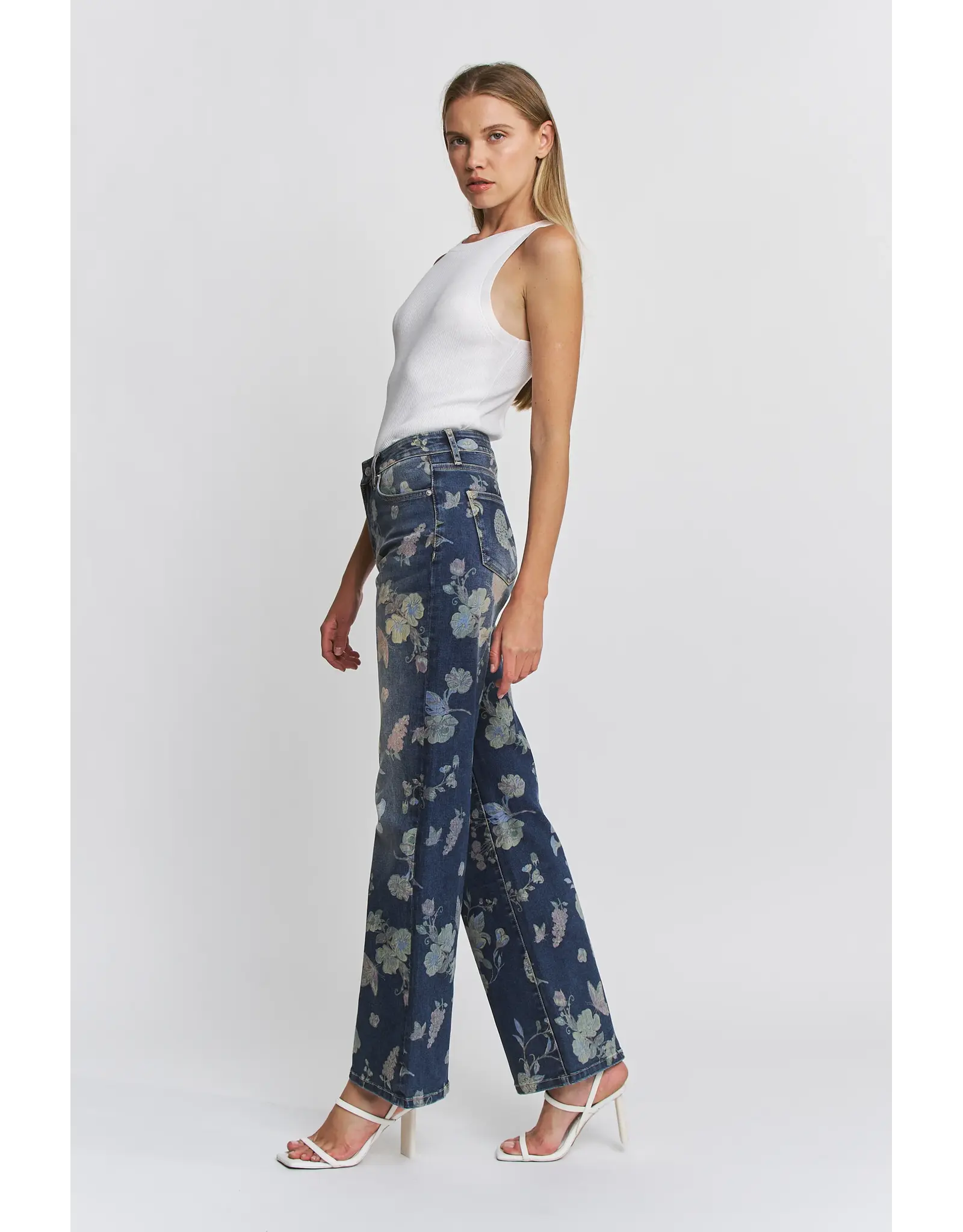 Meredith High Rise Wide Leg Floral Jean