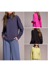 Tribal Tribal Techno Lux Drop Shoulder Funnel Neck Knit Top