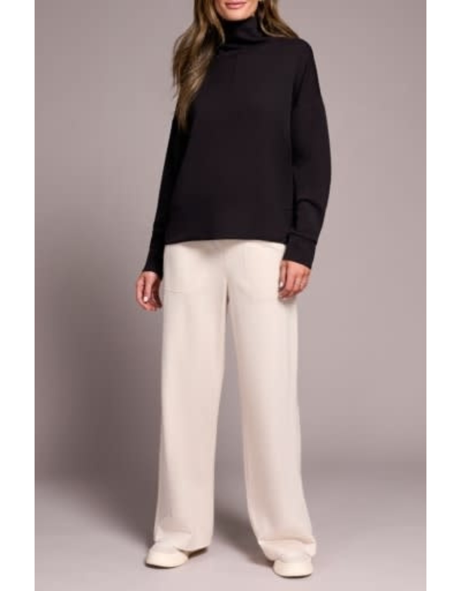 Tribal Tribal Techno Lux Drop Shoulder Funnel Neck Knit Top
