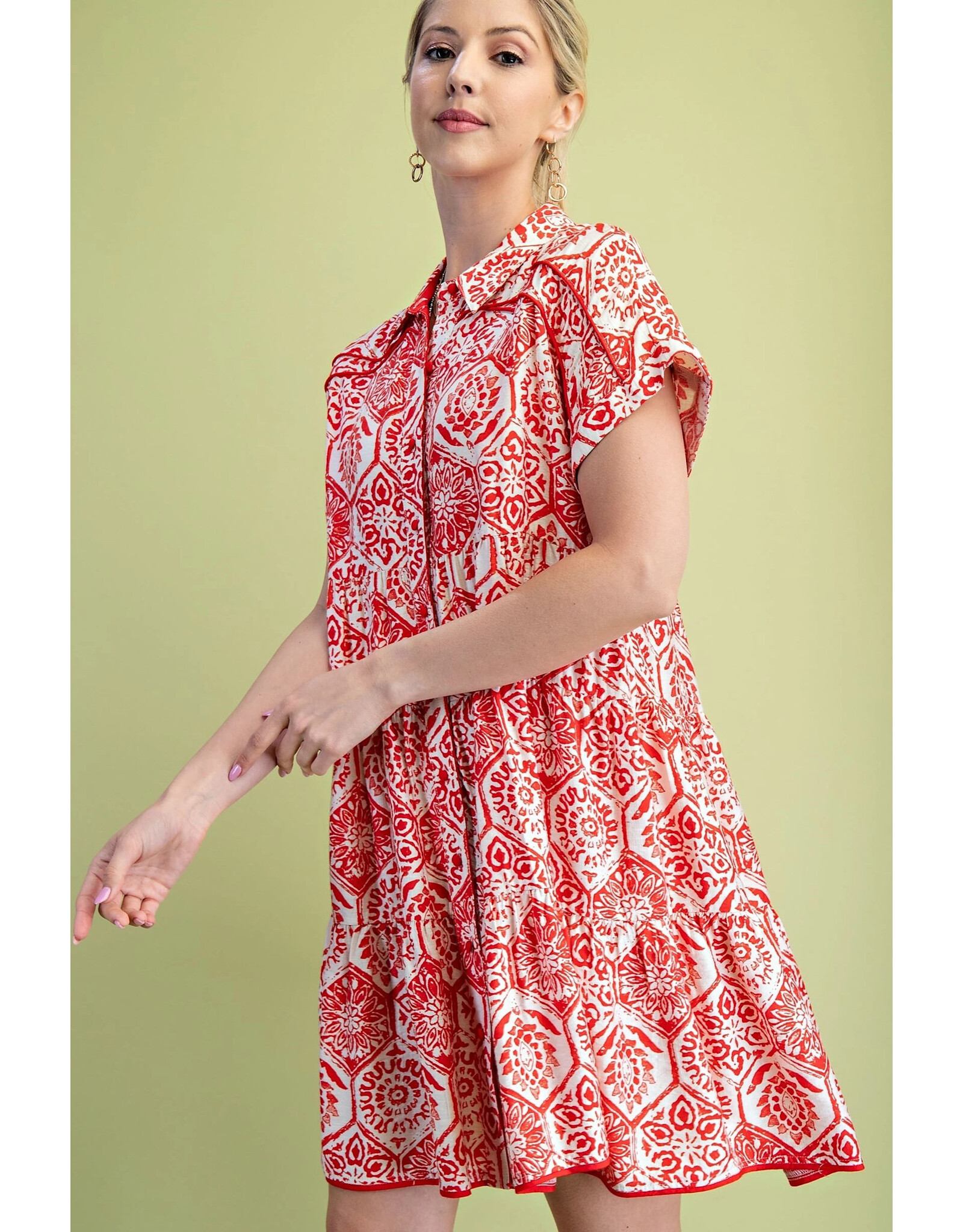 Brisa Tiered Button Down Shirt Dress