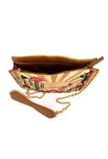 Desert Sunrise Beaded Cactus and Floral Crossbody Handbag