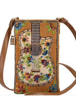 Garden Groove Ivory Guitar with Flowers Beaded Crossbody