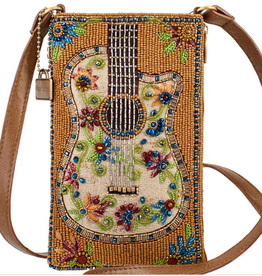 Garden Groove Ivory Guitar with Flowers Beaded Crossbody
