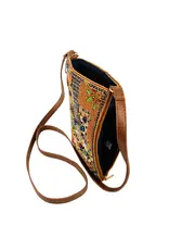 Garden Groove Ivory Guitar with Flowers Beaded Crossbody