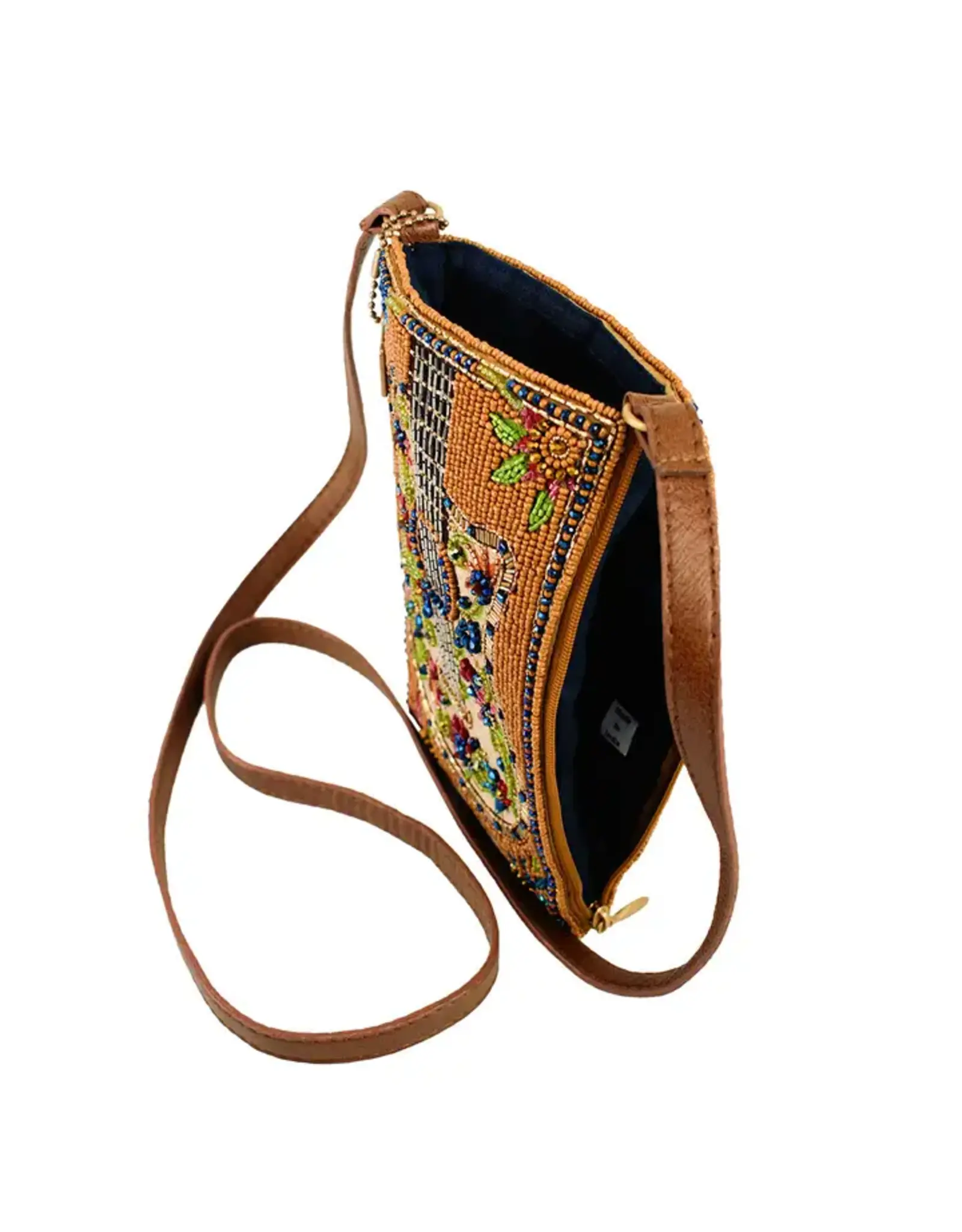 Garden Groove Ivory Guitar with Flowers Beaded Crossbody