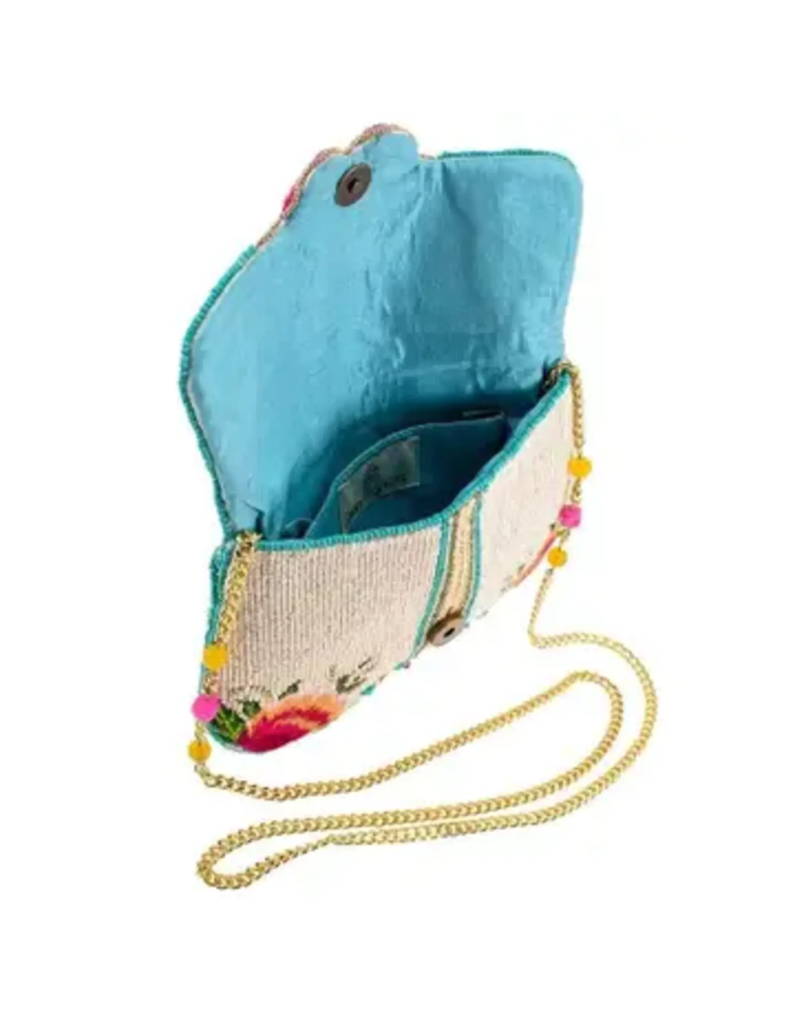 Dream Chaser Ivory Beaded Butterfly Crossbody Clutch Handbag