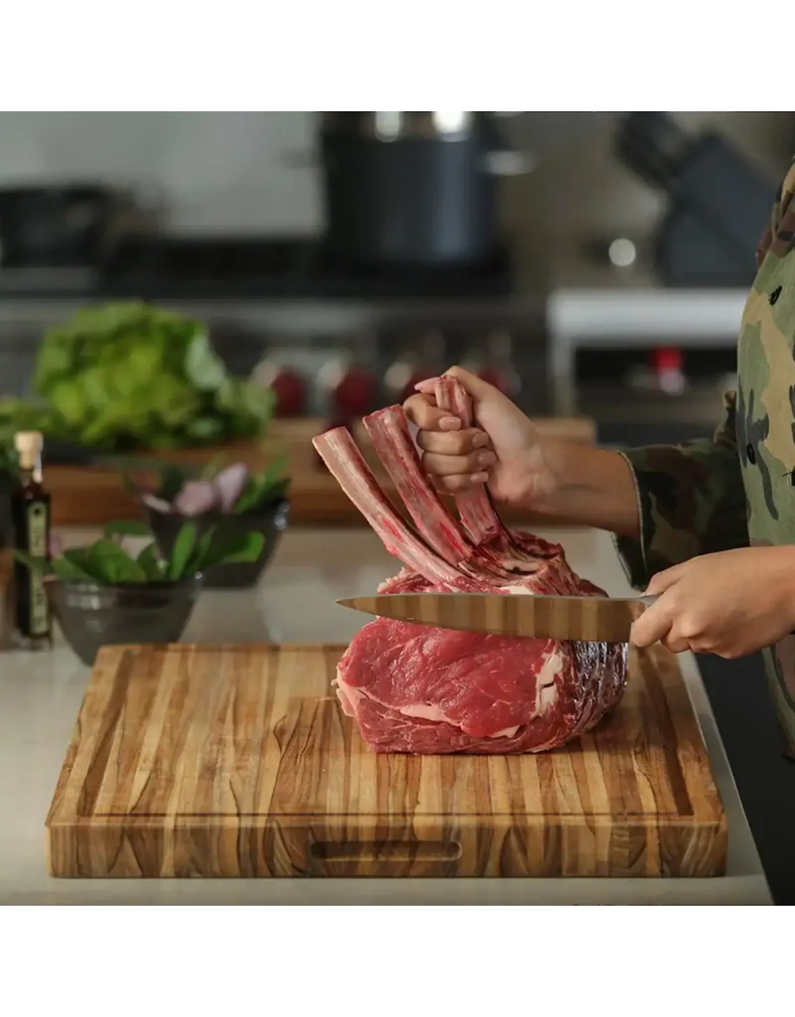 TEAK Traditional Edge Grain Cutting Board 24 X 18 Juice Canal