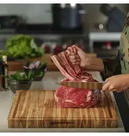 TEAK Traditional Edge Grain Cutting Board 24 X 18 Juice Canal