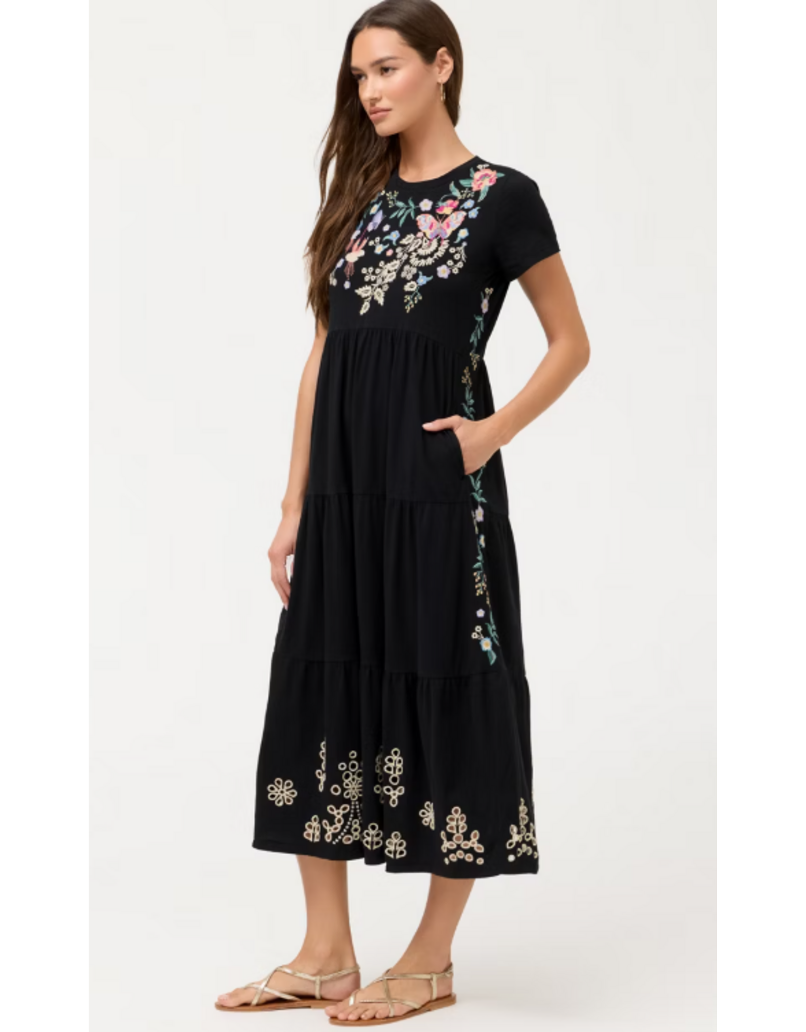 Johnny Was Johnny Was Arva Cap Sleeve Knit Eyelet Maxi Dress