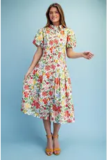 Dahlia Floral Print Pleated Midi Dress