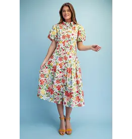 Dahlia Floral Print Pleated Midi Dress