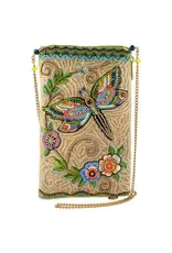 Soaring Spirit Beaded Dragonfly and Floral Crossbody Bag